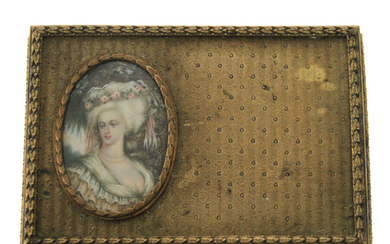 Gilt Bronze Jewelry Box with Miniature Painting, France, 19th Century.