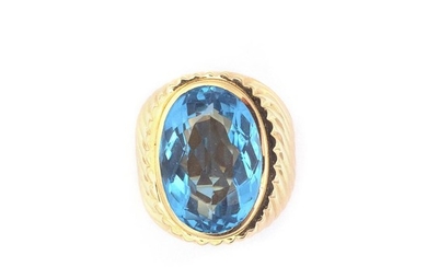 Gold and Blue Topaz Ring