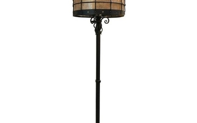 Gothic Style Tripod Floor Lamp With Grated Shade Circa