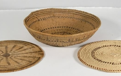 Group, Three Native American Woven Bichrome basket