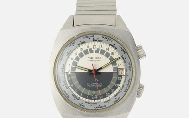 Gruen, 'Precision World Time' stainless steel watch