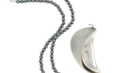 Hematite necklace & a pendant, Georg Jensen