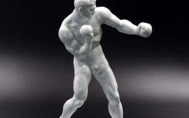 Herend - Béla Farkas Pánkotai (1885-1944) - Sculpture, Boxer - 31 cm - Porcelain