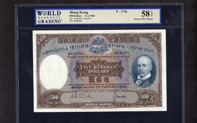 Hong Kong. Hong Kong & Shanghai Banking Corporation. 500 Dollars. 1968. P-179c. No. K632784. Br...