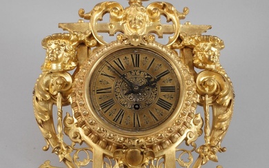 Horloge cartels en bronze allemande, 2e moitié du 19e s., marque A.T. geschützt au dos,...