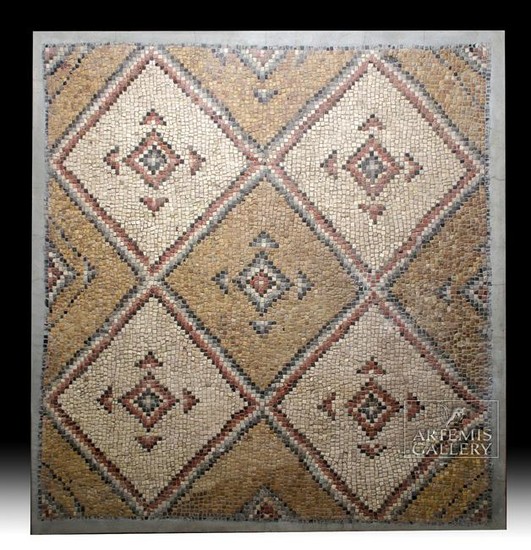 Huge Roman Stone Mosaic Geometric Design