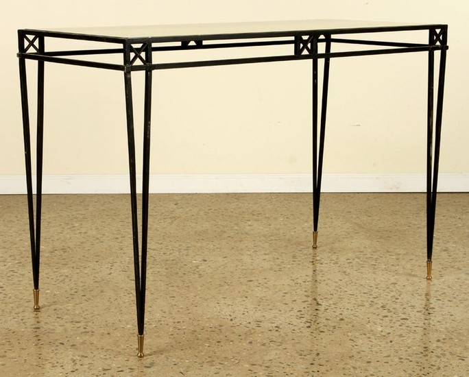 IRON X-FORM CONSOLE TABLE GLASS TOP C.1940