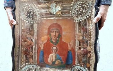 Icon, Madre di Dio del Segno - Wood - 19th century