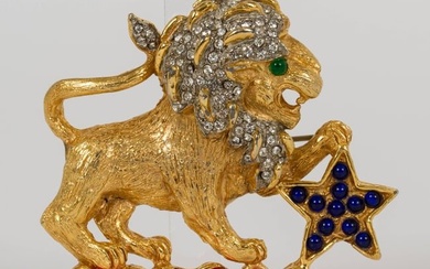 Iconic 1960s Kenneth Jay Lane Gold Coral Lion Pin