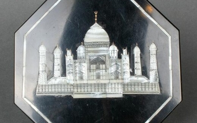 Indian Mother-of-Pearl Inlaid Taj Mahal Plaque