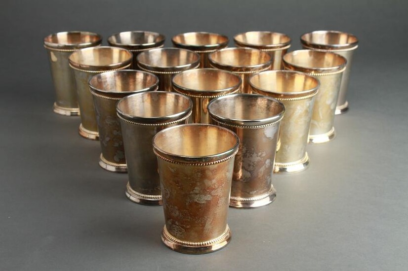 Indian Silver Plated Beaded Julep Cups, 15