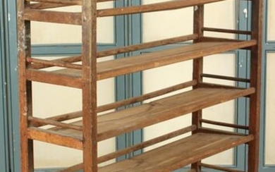 Industrial Wood Plank Rolling Shelf