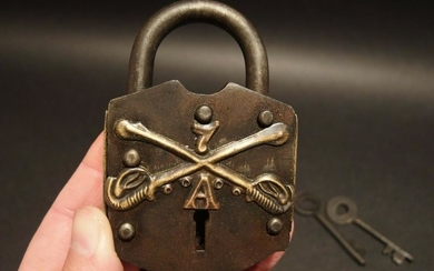 Iron Ammo Box Lock Key 7th Calvary Civil War Padlock