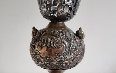 Italiaans antiek gedetailleerde wierookbrander - Renaissance style - 19e eeuw of ouder. - Incense burner - .925 silver, Copper, Silver