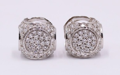 JEWELRY. 18kt Gold and Diamond 'Ice Cube' Earrings