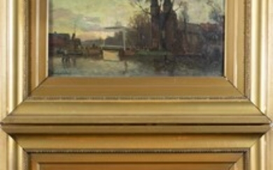 Jan van der Stap (1874-1940), two paintings of Delft, oil...