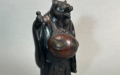 Japanese Bronze Okimono of Bearman, Meiji Period