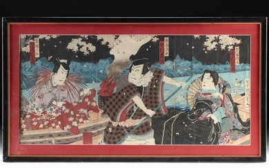 Japanese Meiji Woodblock Kabuki Scene - Kunisada III