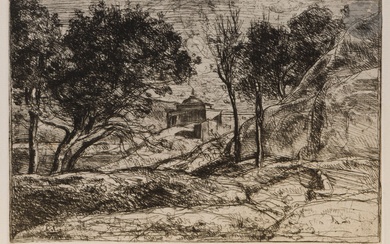 Jean-Baptiste Camille Corot (1796-1875) Souvenir de Toscane. 1845-1865. Eau-forte. 178 x 130. Delteil 1. Très...