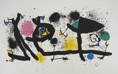 Joan Miro (1893-1983) - Jardin surréaliste : Femme et oiseau