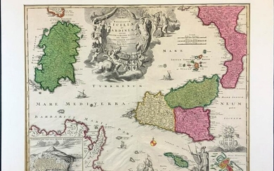 Johann B. Homann's Map of Sicily and Sardinia C-1715