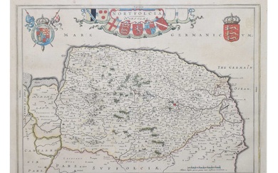 Johannes Blaeu - 17th century hand-coloured county map of Norfolk