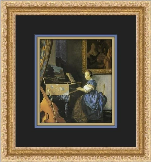 Johannes Vermeer A Young Woman Seated at a Virginal Custom Framed Print