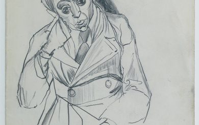John Bratby RA (British, 1928-1992) A portrait sketch of David...
