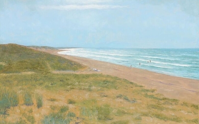 SOLD. John Lübschitz: The Ocean Coast at Vendée in France. Signed I. Lübschitz. St. Gilles...