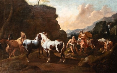 Joseph Roos (1726-1805), attribuito a - Scena con Argo e Mercurio e Io