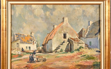 Jules Eugène PAGES (1867-1946) Village animé... - Lot 171 - Osenat