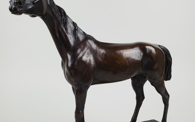 Jules MOIGNIEZ (1835-1894) "Cheval" Sujet en bronze à patine brune nuancée Signature en creux sur...
