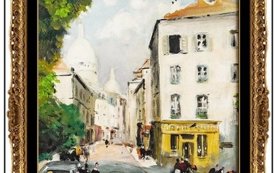 Jules R Herve Original Paris Cityscape Oil Painting On Canvas Signed Framed Art