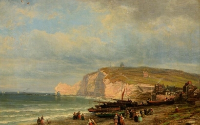 Justin Pierre Ouvrié (1806-1879), a coastal view, School of Barbizon, 19thC, 23 x 35 cm