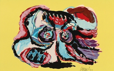 Karel Appel: Composition. Signed Appel 77, E.A. Lithograph in colours. Sheet size 38×56 cm.