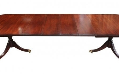 Kindel mahogany double pedestal table with 4 leaves