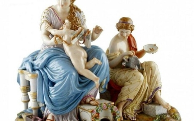 LARGE MEISSEN GROUP ENTITLED TAMING THE CUPID
