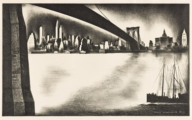LOUIS LOZOWICK (1892-1973) Distant Manhattan from