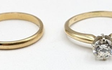 Ladies 14K Yellow Gold Wedding Ring Set