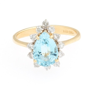 Ladies' Gold, Aquamarine and Diamond Ring