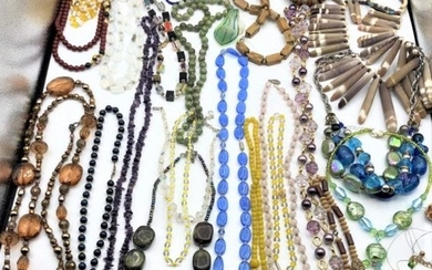 Large Grouping of GLASS BEAD NECKLACES and BRACELETS