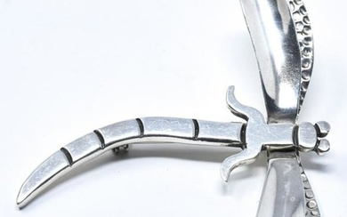 Large Mexico Sterling Silver Dragonfly Brooch Pin