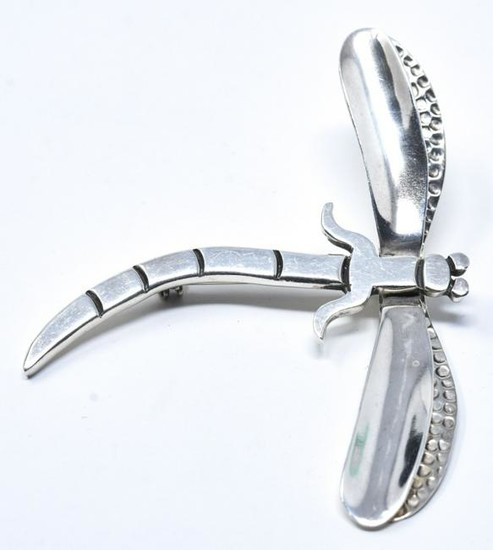 Large Mexico Sterling Silver Dragonfly Brooch Pin