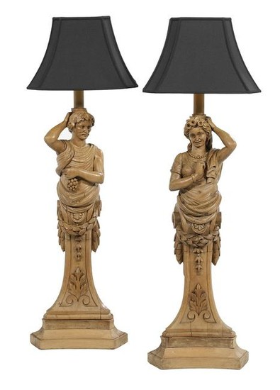 Large Pair of Baroque-Style Architectural Figures