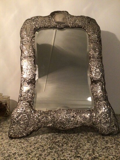 Large silver mirror - .925 silver - U.K. - Early 20th century