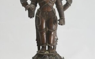 Large statue (26.5 cm) - Bronze - Vishnu - India - 19th century