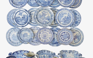 Late 18th and 19th century blue and white transfer decorated pearlware
