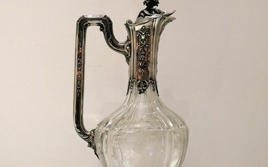 Late 19th Century French Silver & Crystal Claret Jug