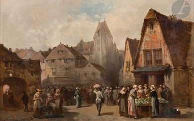 Léonard SAURFELT (c.1840-?) Scène de Marché... - Lot 71 - Ader