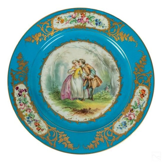 Limoges Style 19C. Antique Porcelain Cabinet Plate